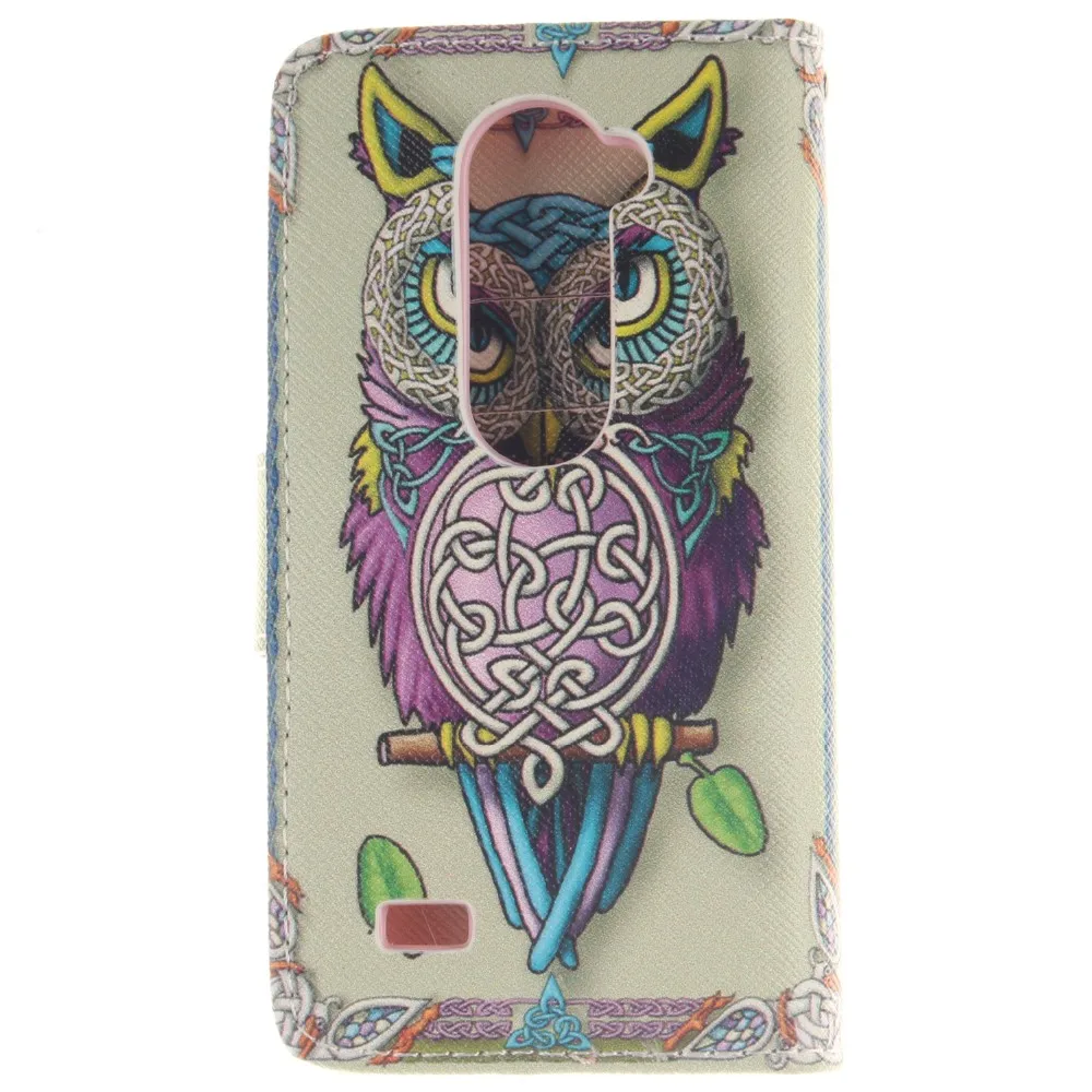 Кожаный чехол-книжка с милым рисунком Совы и дерева для LG Leon 4G LTE C40 C50 H324 H340N H320