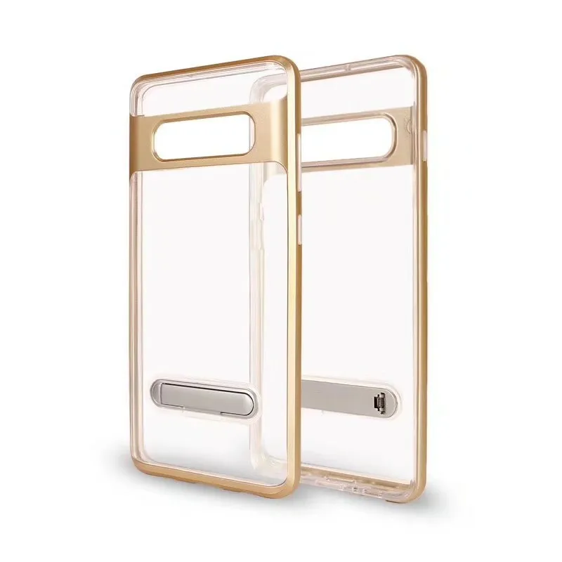 Gold Импорт высокие прозрачные мягкие ТПУ жесткий защитный чехол Frame Magnic Kickstand чехол для телефона для samsung S10 Lite S10 плюс S10 - Цвет: Gold