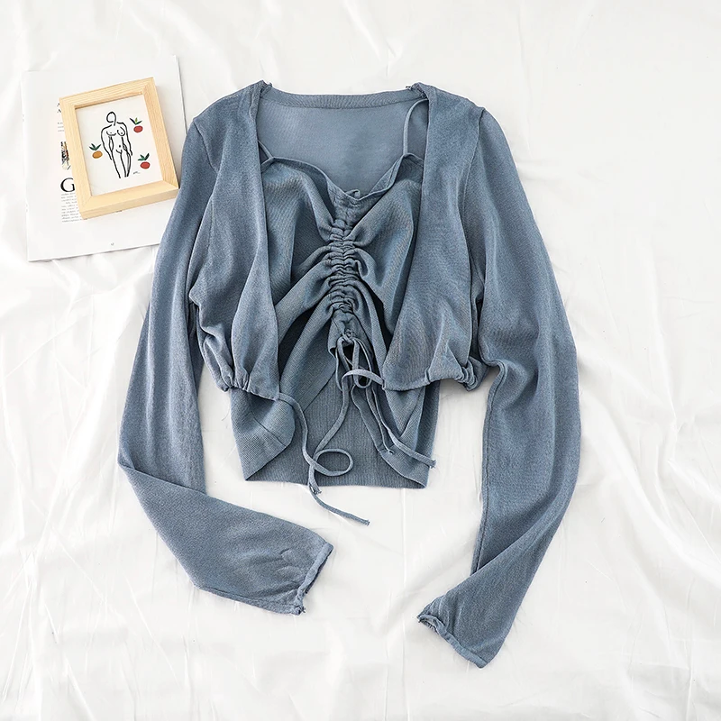 2019 Новая мода Женская блузка рубашка продукт джемпер на завязках camisole с парой