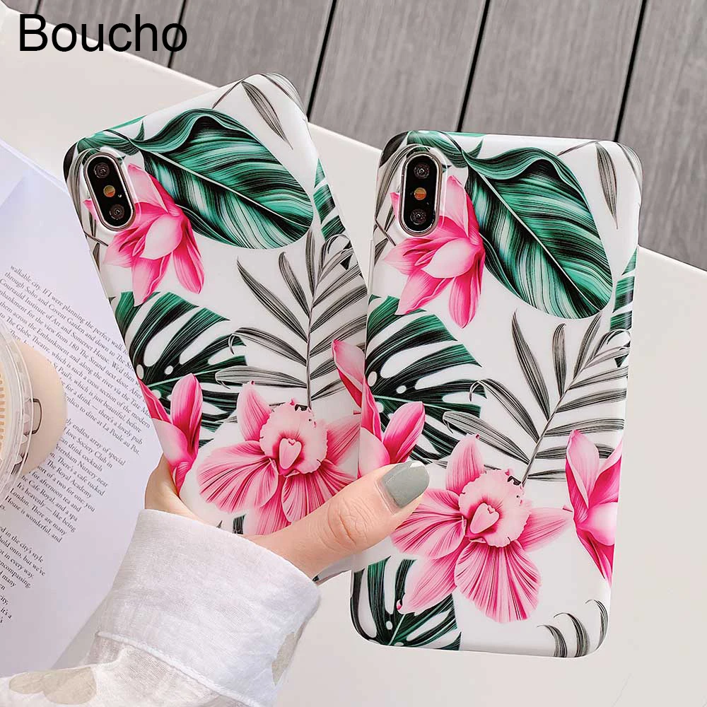 Чехол Boucho для iphone XS Max XR X Plants Art с цветочными листьями чехол телефона 6 6S 7 8 Plus