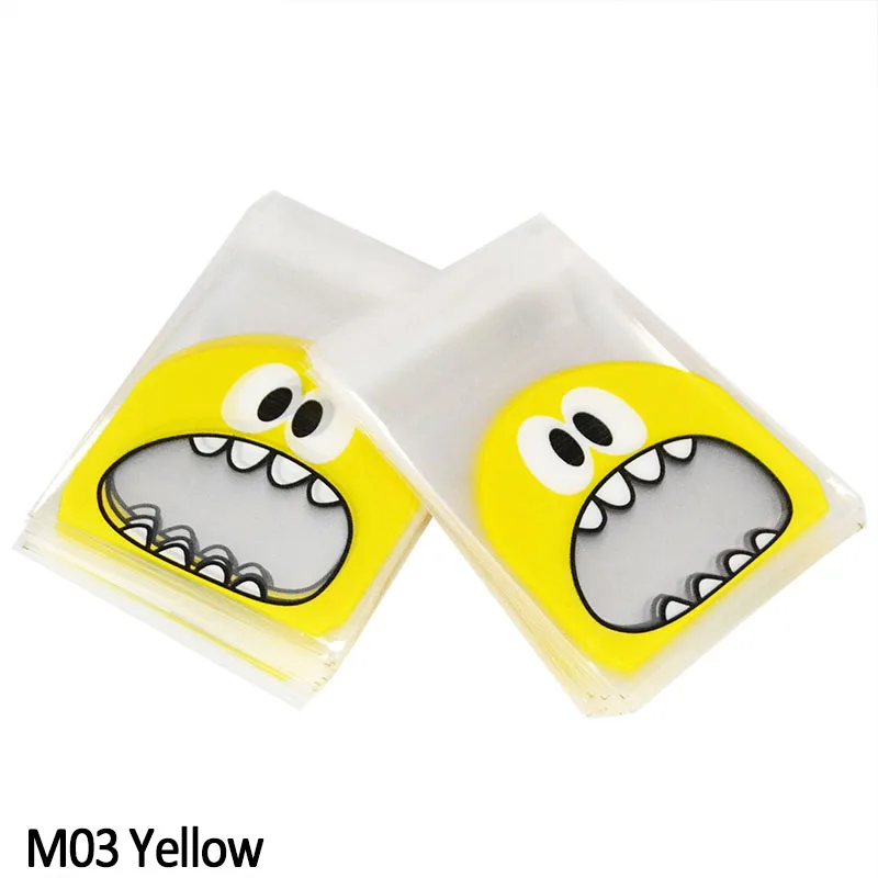 M02 Green 50 шт. милый большой Teech пасть чудовища пластиковый пакет для печенья на день рождения или свадьбу подарочная упаковка для конфет Сумки OPP самоклеющиеся вечерние сувениры - Цвет: M02 Green