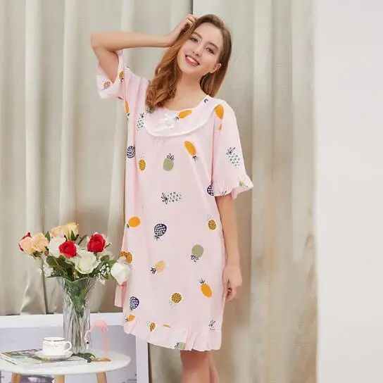Повседневная женская ночная рубашка Fdfklak большого размера с коротким рукавом