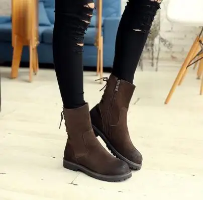 Новинка 2017 года пункт мода осень/зима круглый носок с перекрестной шнуровкой на