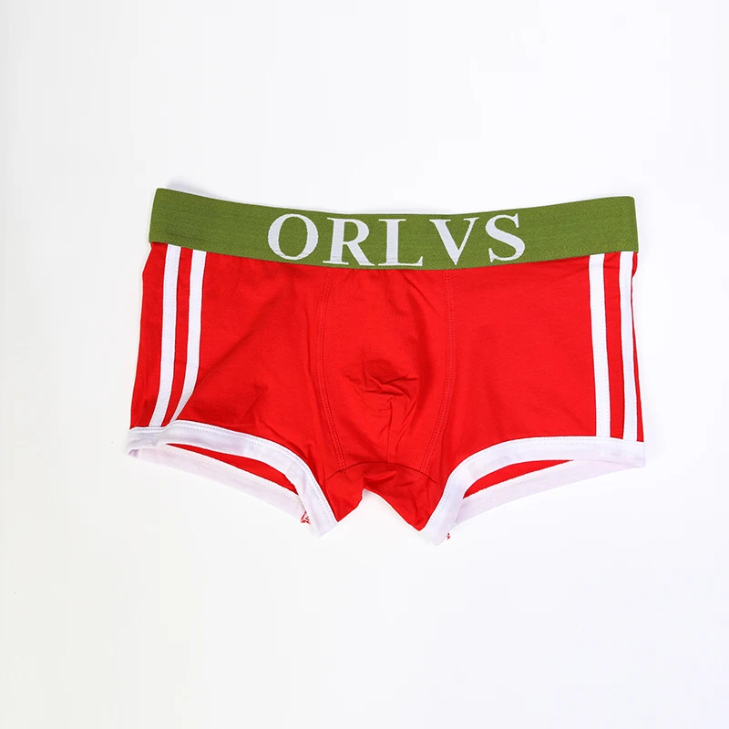 Красный ORLVS Брендовые мужские боксеры хлопок сексуальное мужское нижнее белье, мужские трусы шорты U выпуклая сумка гей мужчины боксер - Цвет: Красный