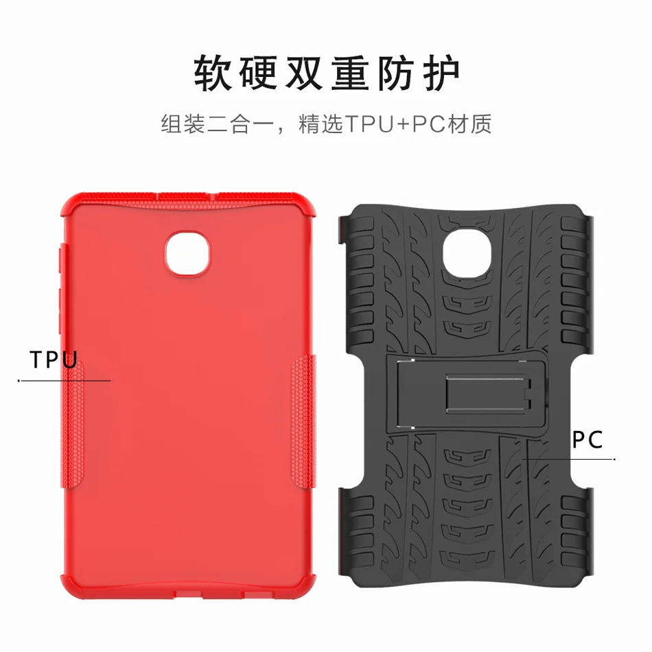 Hybrid Armor Tablet Case for Samsung Galaxy Tab A 8.0 2018 SM-T387V Kickstand Hard Back Cover with Flexible TPU Plastic Silicone |