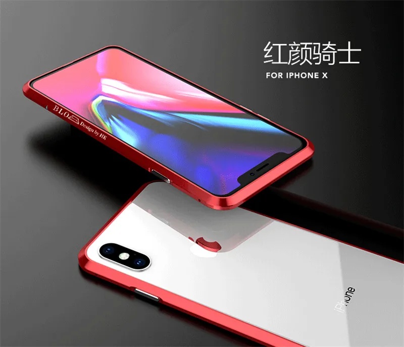 Роскошный бренд BOBYT Алюминиевый металлический бампер для iPhone XS Max X противоударный защитный чехол с металлической кнопкой - Цвет: Red
