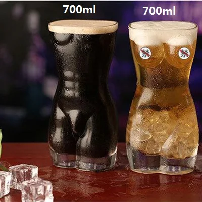 Women Man 700ml 2 шт. креативные Жаростойкие двойные стенки сексуальные бокалы для вина хрустальные пивные чашки красота красивый дизайн человеческого тела посуда для напитков подарки - Цвет: Women Man 700ml