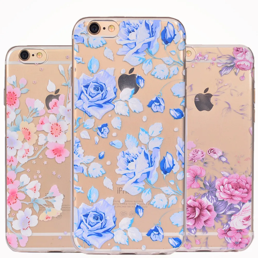 Чехол на айфон 6s 6 7 8 X Plus Chic рисунком цветок прозрачные ультра-тонкий телефон для