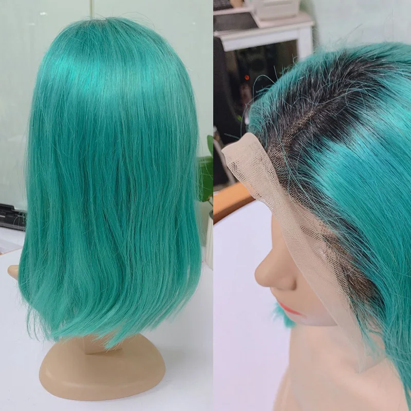Ombre 13X4 кружевные передние 613 блонд боб парики для черных женщин прямые короткие человеческие волосы remy красный синий черный зеленый фиолетовый розовый