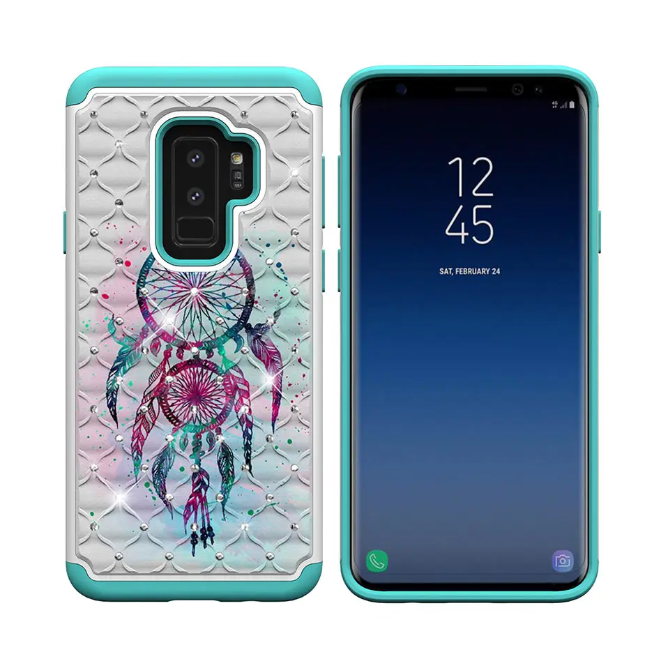 Fashion diamond flash phone cases For Samusng S8 S9 Plus High quality 2-in-1 TPU + PC cover Note9 shells Capa |