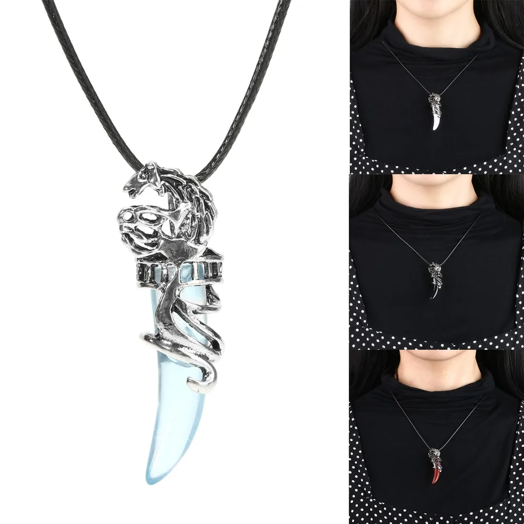 Мужское ожерелье подвеска в античном стиле с зубьями волка популярное кожаное