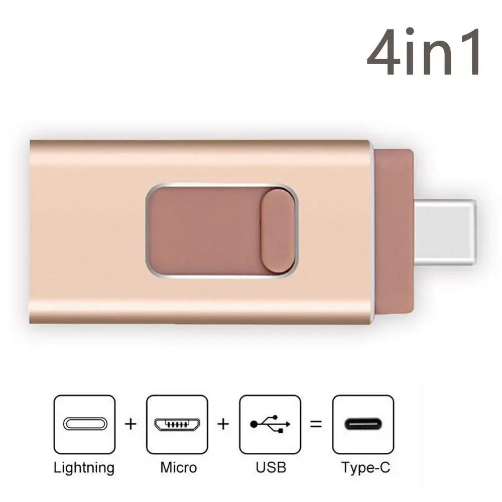 4 в 1 type c OTG USB флэш накопитель 3 0 Флешка 32 Гб 128 карта памяти для iPhone Android PC 256 ГБ|USB