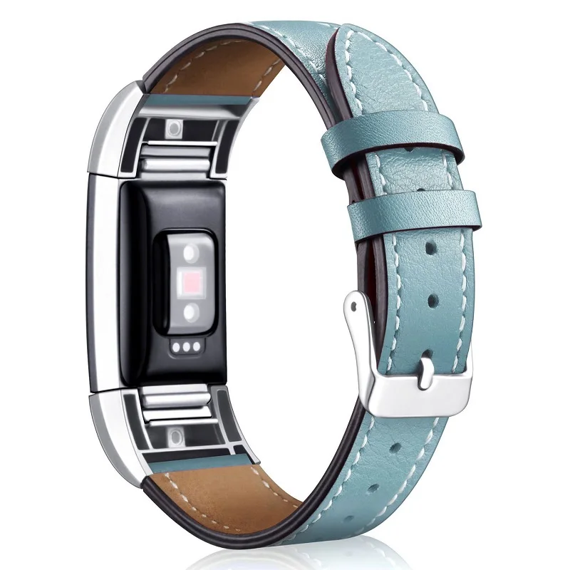 Stone Blue Для Fitbit Charge 2 HR сменные полосы Классический Браслет из натуральной кожи с металлическими разъемами Зарядка 2 фитнес-ремень черный - Цвет ремешка: Stone Blue