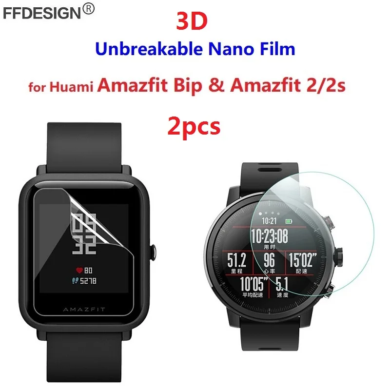 2 шт. нано Полное покрытие экрана протектор для Xiaomi Huami Amazfit Stratos 2 2 s Amazfit Bip защитная пленка фольги(не стекло