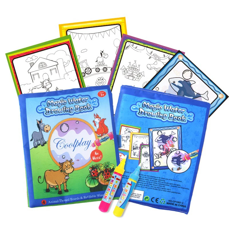 Coolplay 21*17 см книга для рисования водой с животными и 2 волшебных ручки Нетоксичная