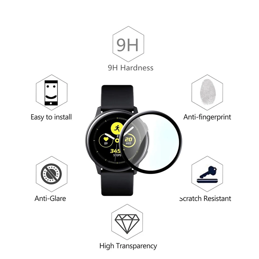 2 шт. полный клей крышка Закаленное стекло экран протектор для samsung Galaxy Watch Active