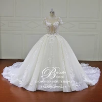 wedding dress 2019 romantic o neck lace up back princess lace robe de mariage bride gowns vestido de noiva xf17032
