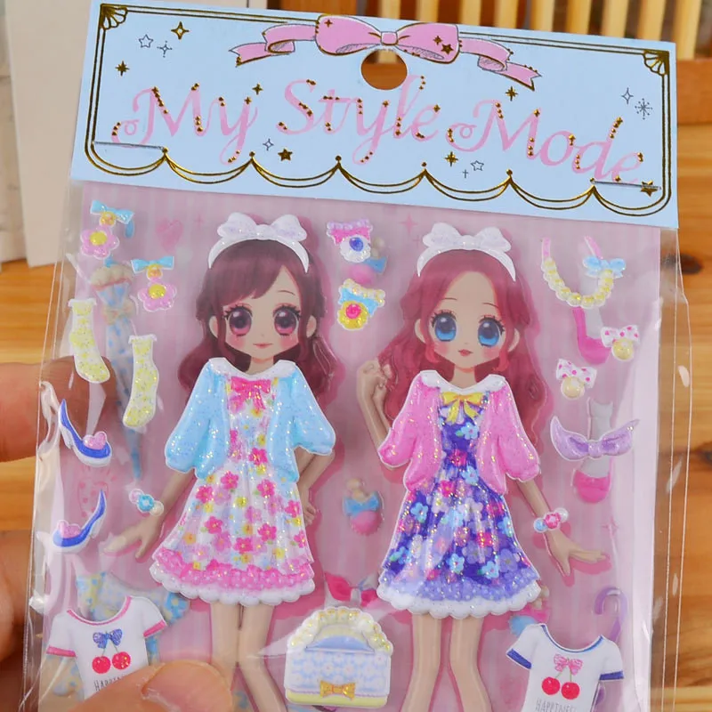 6 листов наклейки книга ноутбук платье милые девушки 3D kawaii Мультфильм Детские игрушечные этикетки pegatinas для детей девочка подарки