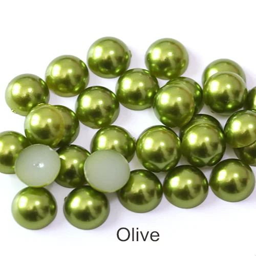 olive 2 мм-12 мм Цветные Плоские с оборота жемчужные бусины ABS пластиковые полукруглые Жемчужины для украшения ногтей F0092 - Цвет: olive