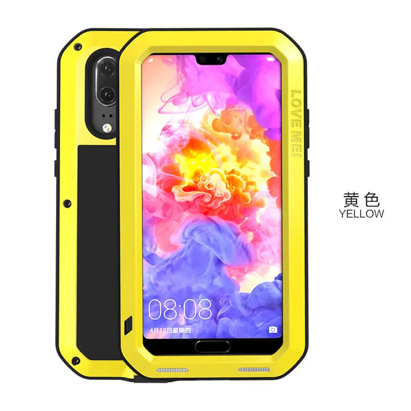Алюминиевый металлический чехол для huawei P30 Pro P20 Lite, противоударный, 360, полный корпус, защитная крышка Gorilla glass, huawei P30 Pro, чехол P 30 - Цвет: Yellow