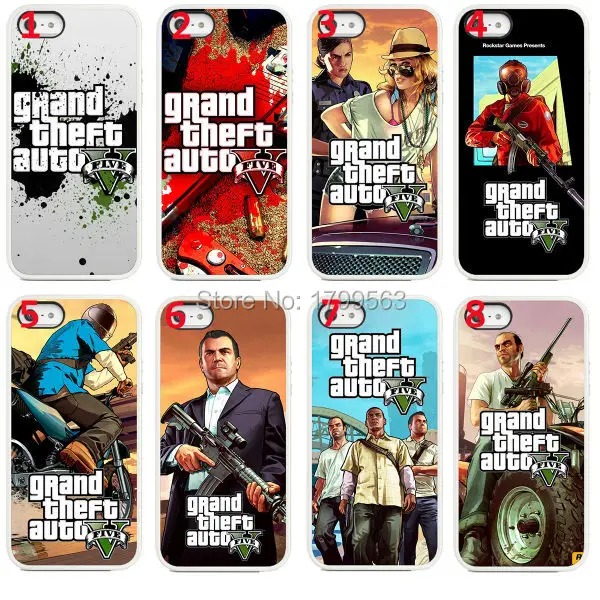 Чехол 8 шт. pcs/lots gta 5 плакат гранд кражи автоматический игра жёсткая белый кожи
