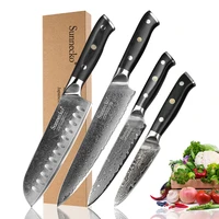 sunnecko damascus santoku chef paring utility knife japanese vg10 steel blade sharp cutter g10 handle 4pcs kitchen knives set