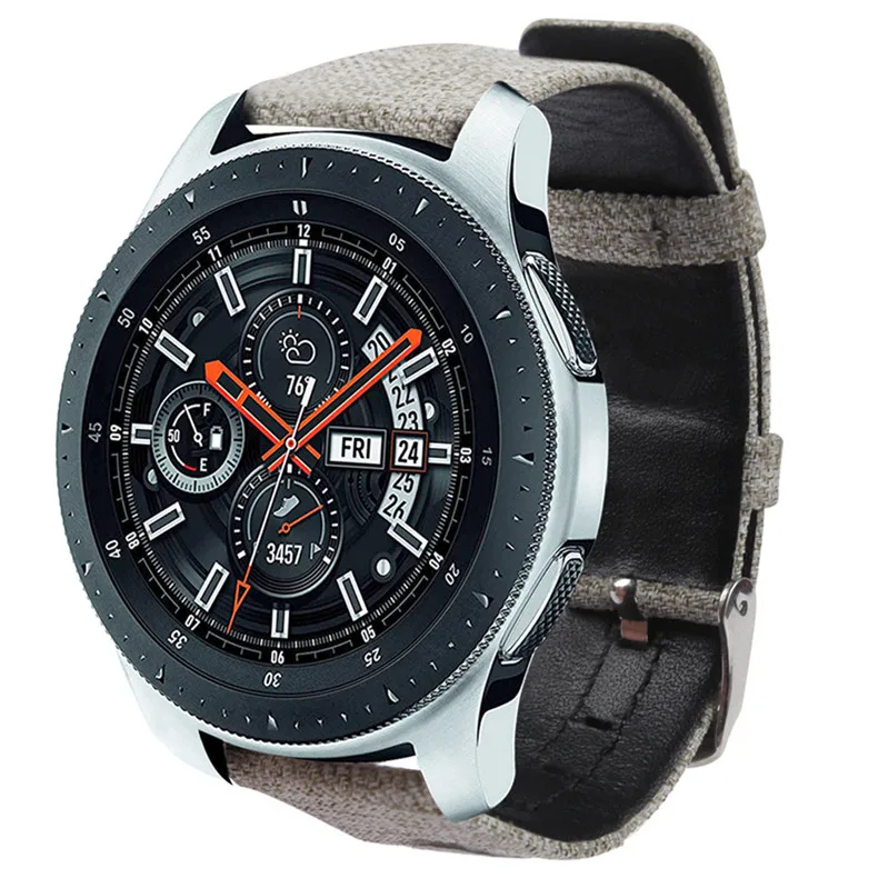 Спортивный нейлоновый+ кожаный ремешок для samsung Galaxy Watch 46 мм/gear s3, ремешок для часов, повседневный джинсовый холст, сменный Браслет 22 мм