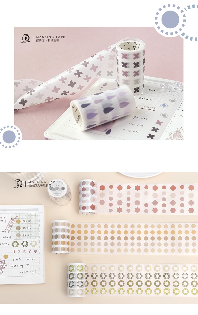 Cute Bullet Journal Washi Tape Set Kawaii Gradient Dot Masking Tapes For Kids DIY Decorative Diary Scrapbooking Photo Ablums
