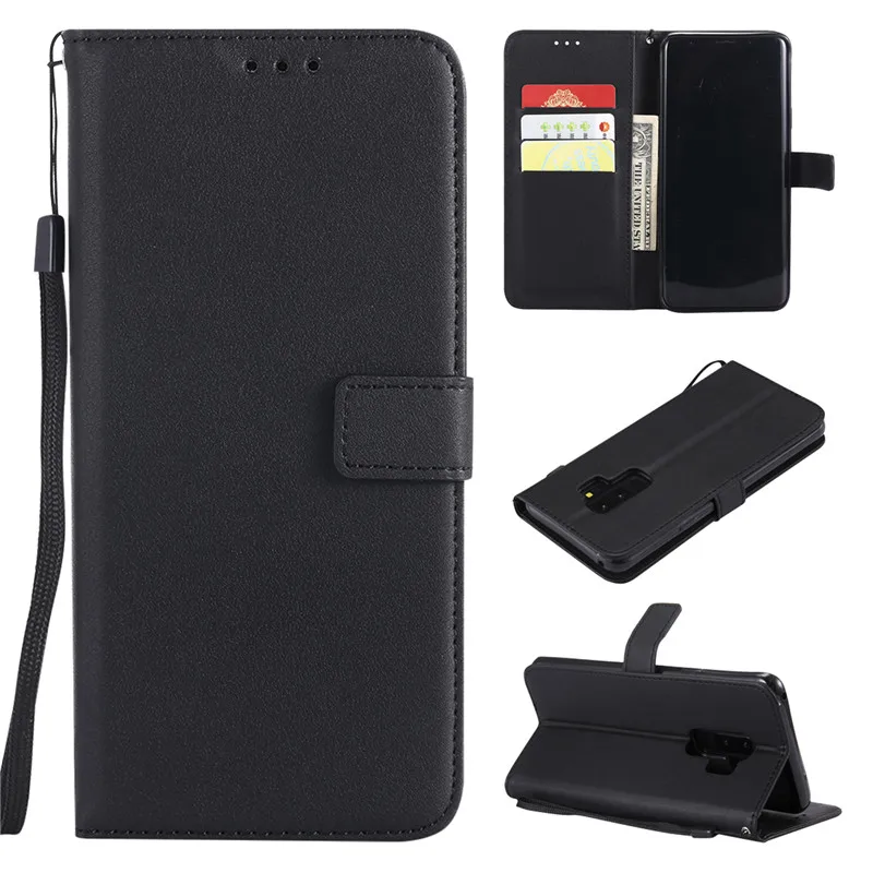Black Кожаный чехол для телефона для samsung Galaxy S9 S8 Plus S6 S7 Edge S5 S4 S3 Mini Grand Prime Note 9 8 5 флип-кошелек держатель для карт - Цвет: Black