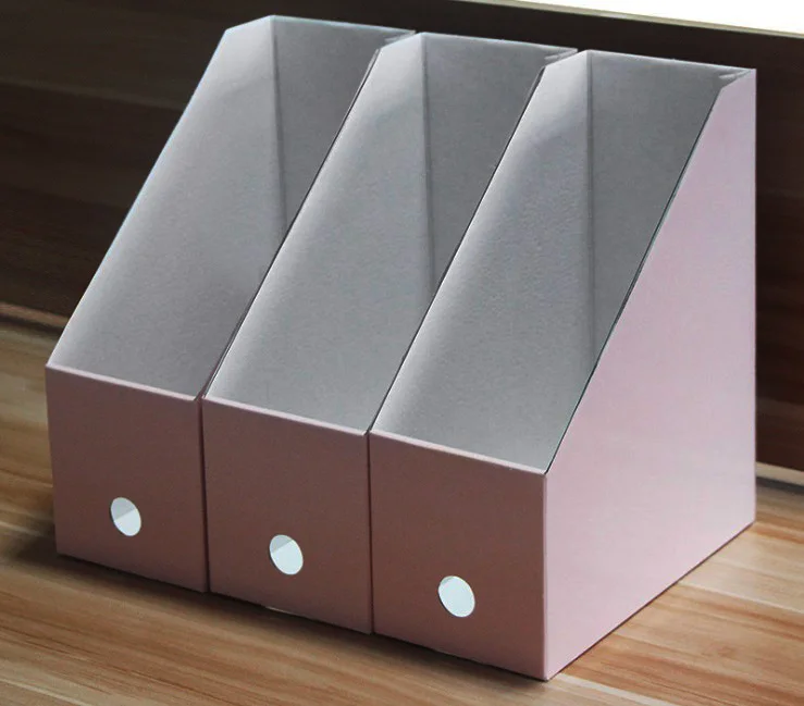 3pcs pink LOAAO экологичный картонный Настольный органайзер, Офисная коробка для файлов, держатель для книг, коробка для хранения в доме, организация - Цвет: 3pcs pink