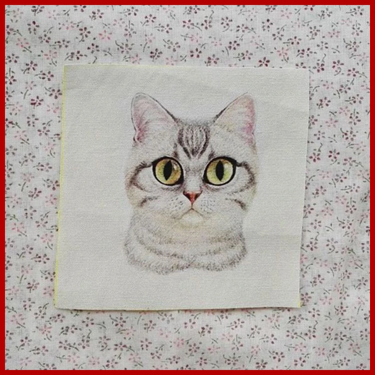 Домашняя кошка 12*12 см цифровая печать окрашенная вручную ткань Сделай Сам шитье