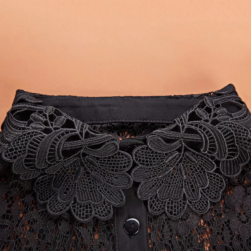 

Fake Collar Women Collared Shirt Ties Front Tie Up Top Fashion Solid Color Wedding Accessories Detachable Sleeves Womens Collars
