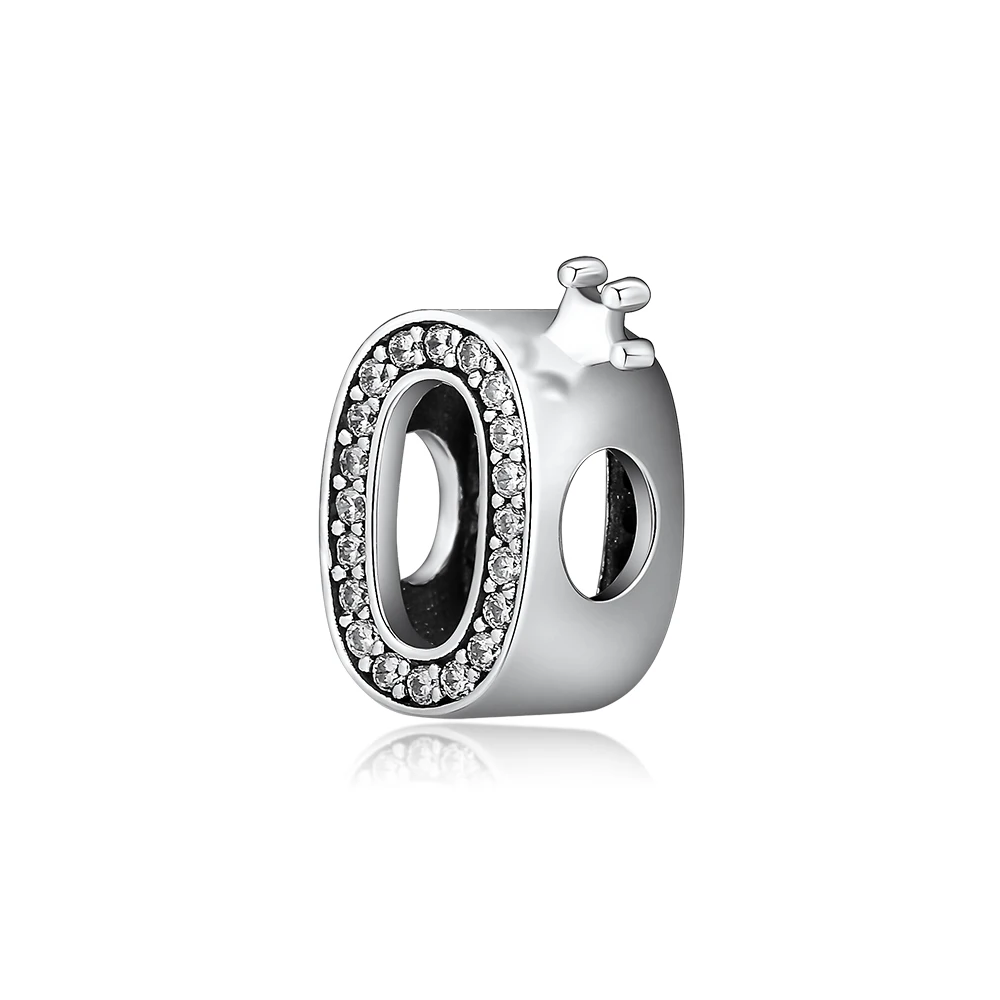 CKK подходят для браслетов Pandora Браслеты сверкающие номер круглая корона шарма 925