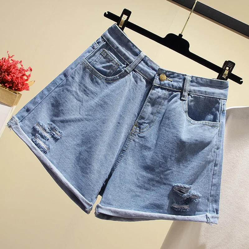 Плюс большие размеры джинсы Шорты женская летняя обувь стиль 2018 feminina Черный