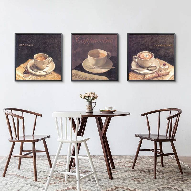 Скандинавские Ретро кофейные чашки Художественная Картина на холсте Кафе