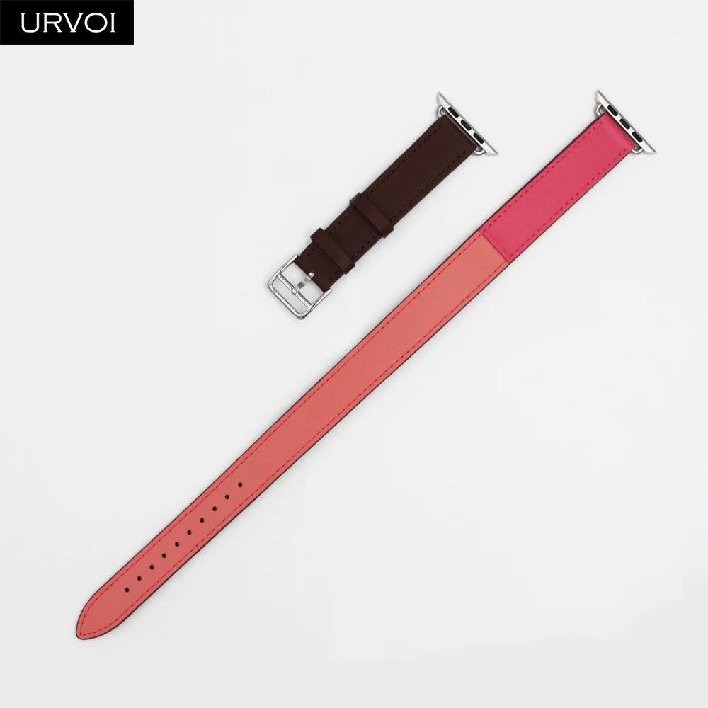 URVOI двойной тур группа для Apple Watch series 5 4 3 2 1 ремешок для iwatch сверхдлинный ремень высокого качества из натуральной кожи петлевой