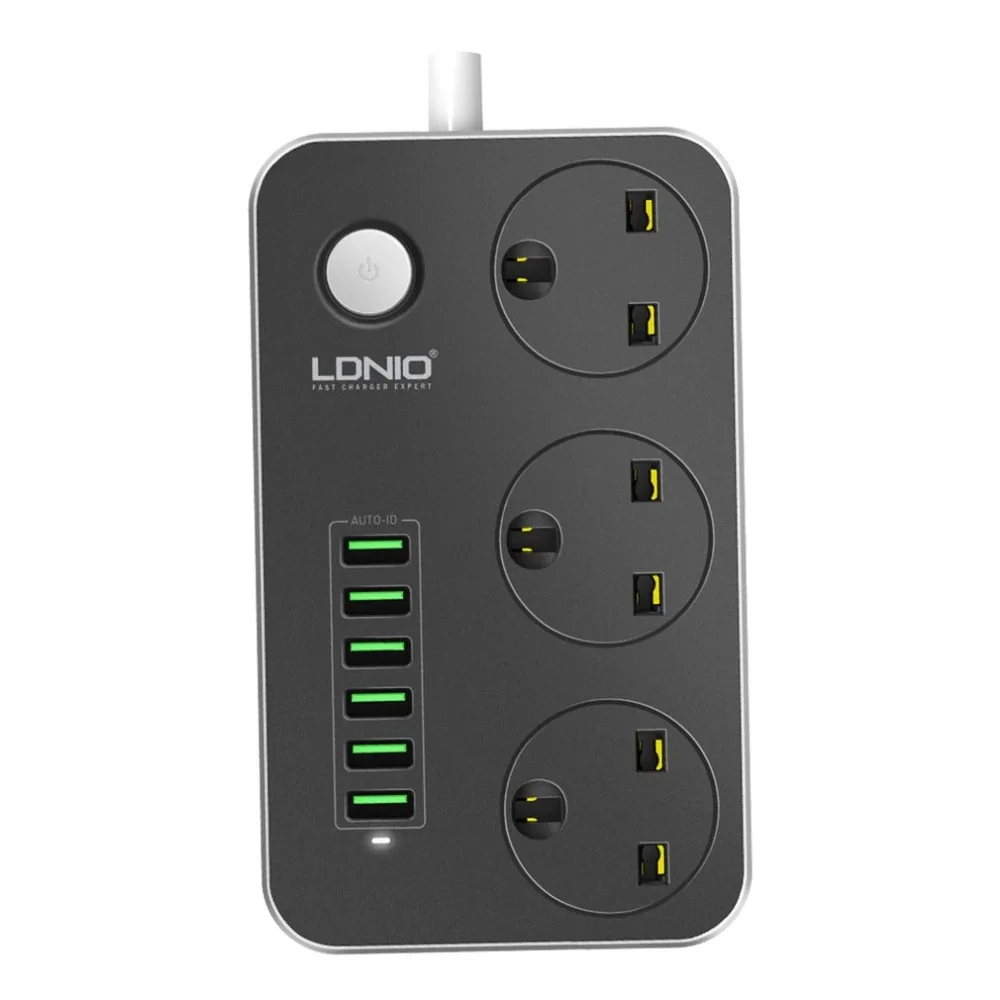 3 Outlets 6 USB Ports Electronic Power Strip Smart Home Socket Surge Protector Fast Charging Extension Patch Board UK | Обустройство