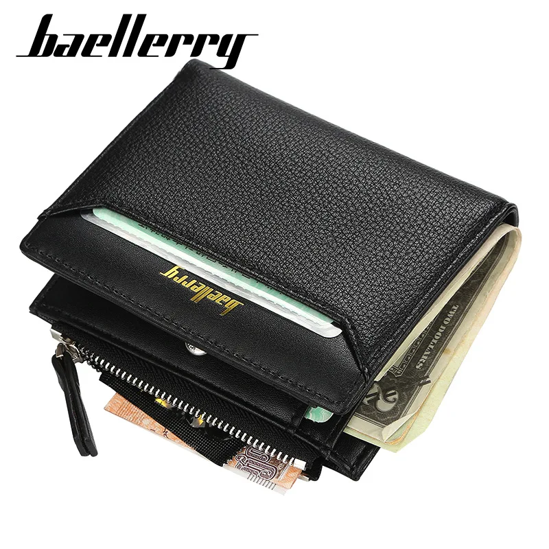 Мужские короткие кошельки Baellerry однотонный модный кожаный кошелек на молнии с
