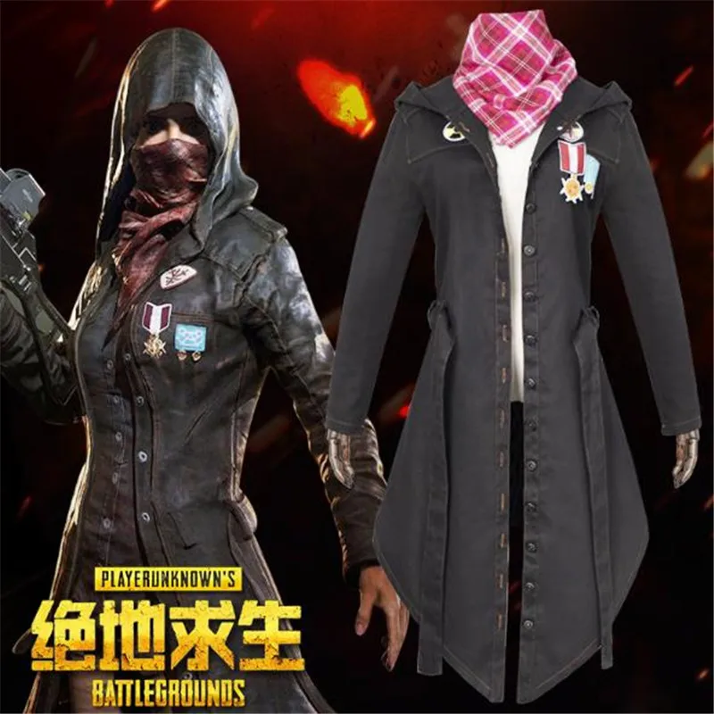 BOOCRE Game PUBG одежда для косплея шарф битва королевская черная курица Тренч унисекс