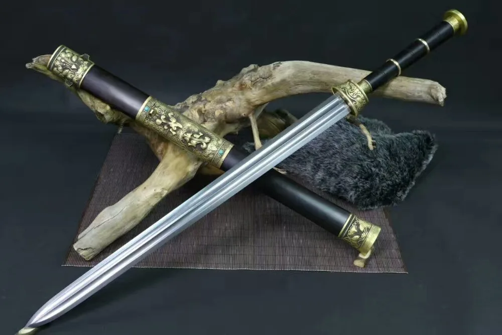 Китайский дамасский меч ручной работы стальное лезвие в сложенном виде полное Tang