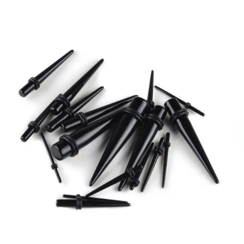 Набор носилок для пирсинга 18 шт. акриловые черные смешанные узоры расширитель