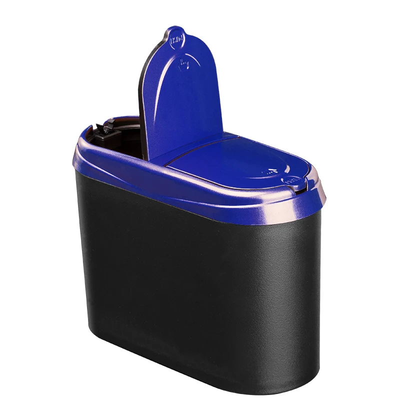 Синий car trash bin Mini garbage can car interior trash bag fashion rubbish Holder Hook Plastic basket supplies multifunc accessories - Название цвета: Синий