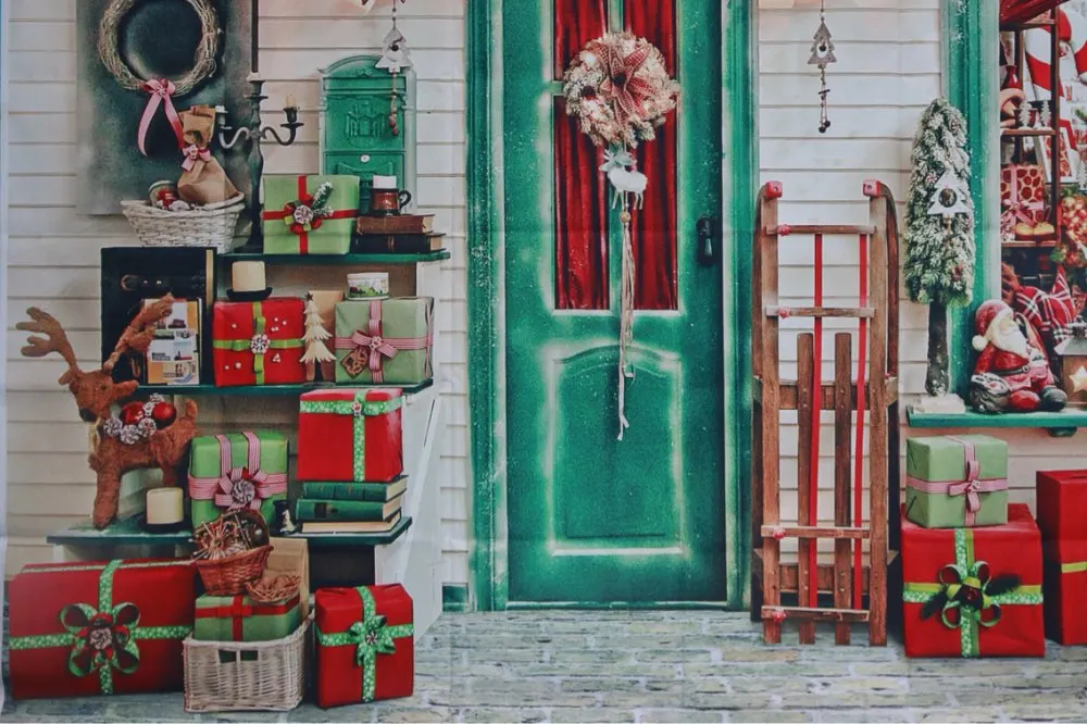 Виниловый фон для фотосъемки с изображением Зимний Рождественский подарок дома