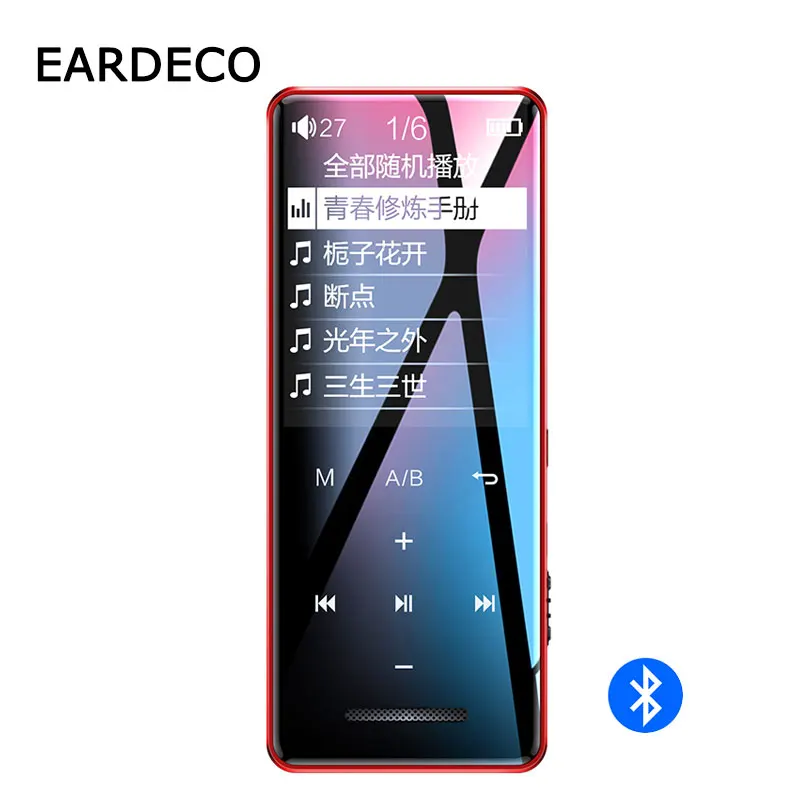 Сенсорный экран MP3 плеер Bluetooth Hifi Walkman Музыка Hi Fi Mp 3 Flac плеер Hi-Fi аудио проигрыватели без потерь часы TF NONTAUS - Цвет: red with bluetooth