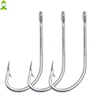 Рыболовный крючок JSM 50 шт.лот из нержавеющей стали, рыболовные крючки с длинным хвостовиком для морской воды, аксессуары для рыбалки 34007, размер 10-100