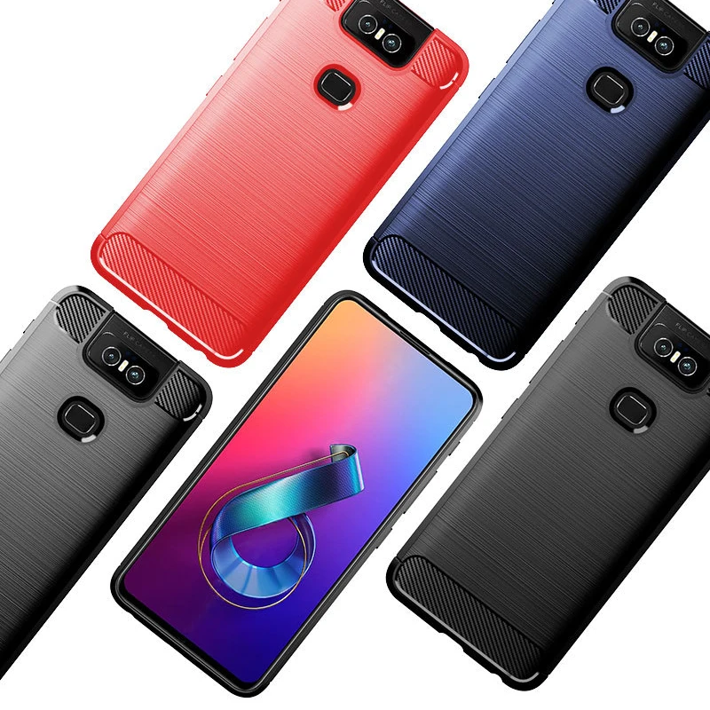 Esobest ZS630KL Shockproof Soft TPU cover for ASUS ZenFone 6 Carbon fiber Brushed texture Silicone case | Мобильные телефоны и