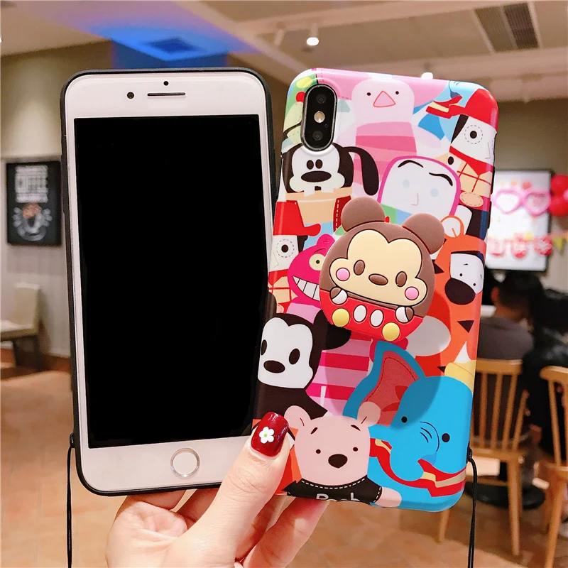 3pcs Sam S10 plus toy Zoo case Cute Cartoon Soft back For Samsung S9 S8 note8 note 9 A8S A9S +stander+Strap |