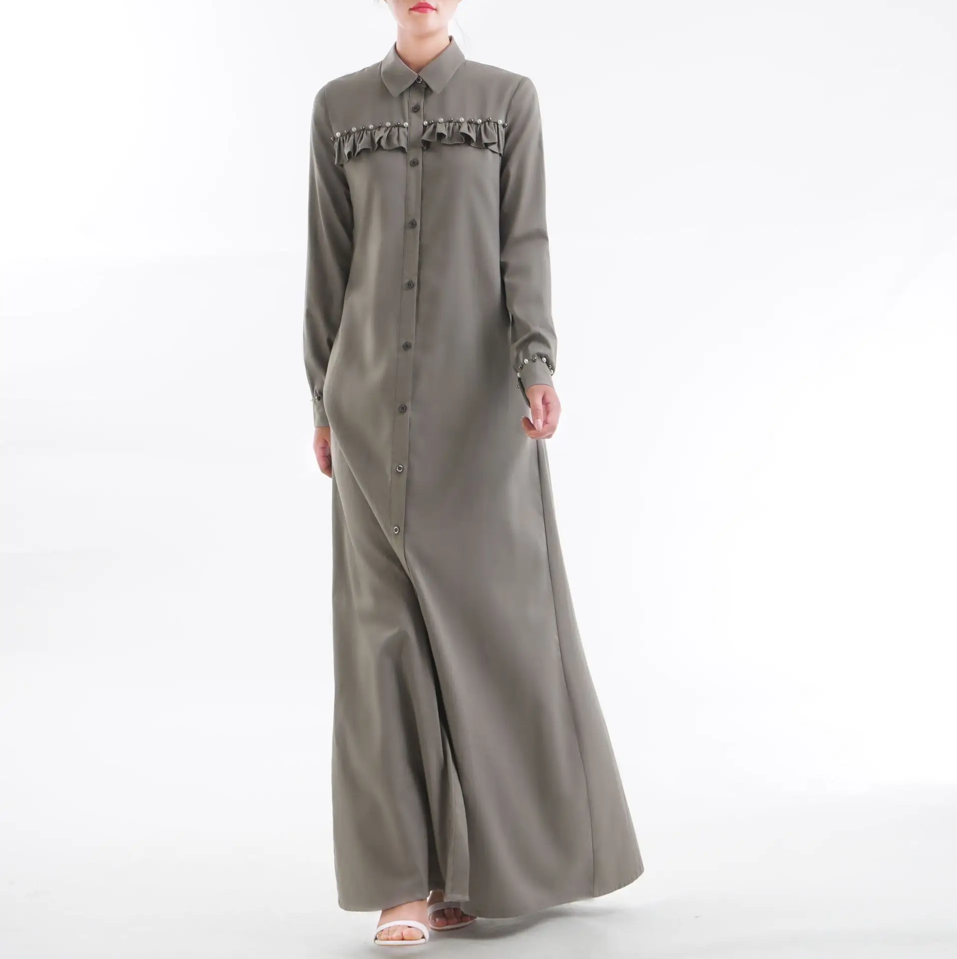 Женское мусульманское Макси платье Abaya турецкое кафтан с длинными рукавами в