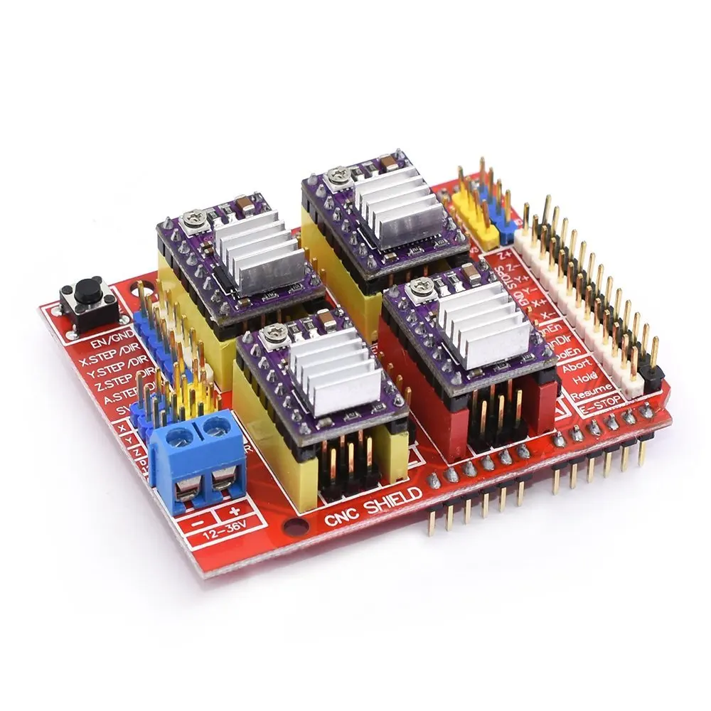 4 шт. DRV8825 Драйвер шагового двигателя с радиатором + плата расширения ЧПУ UNO R3 USB