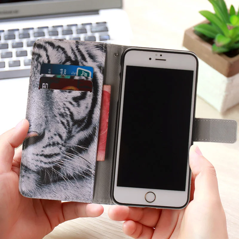 Роскошный кожаный флип чехол с подставкой для iPhone 5 5s 5c 7 plus 8 Чехлы мобильных